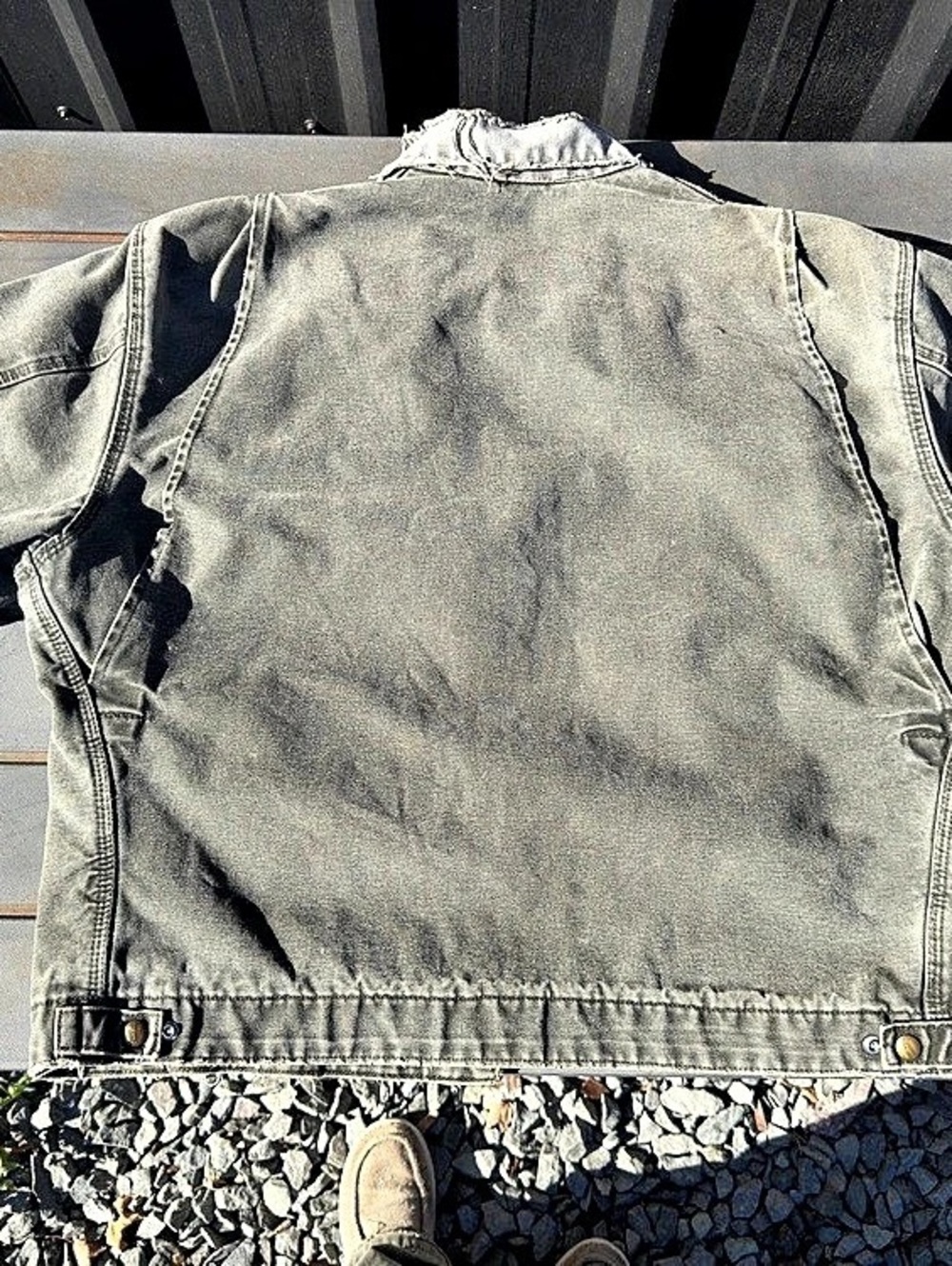 Vintage Carhartt J97 MOS Detroit Jacket – Sun-Faded Gray / Green Plaid - Picture 7 of 7